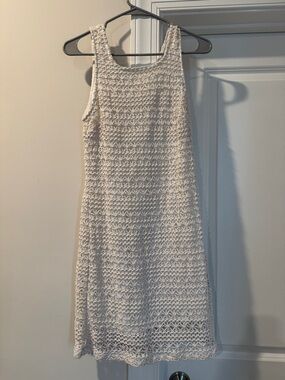 Bar III Cream Crochet A-Line Midi Dress